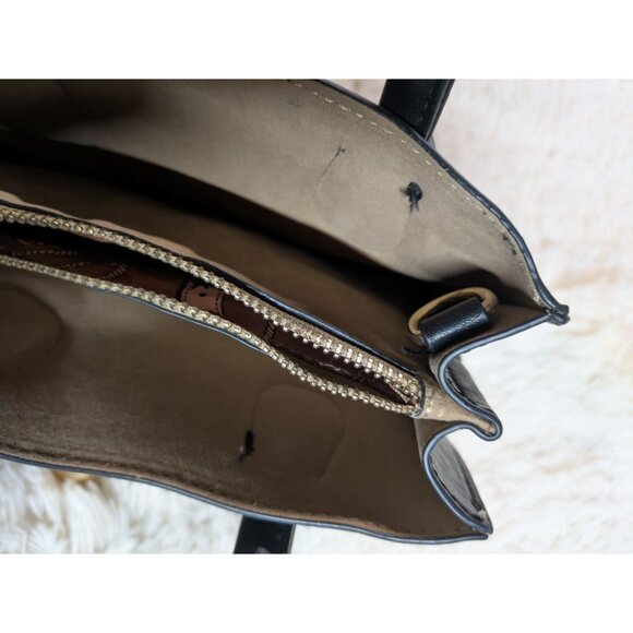 Black Faux Leather Mini Handbag With Gold Hardware & Double Handles - Picture 13 of 14